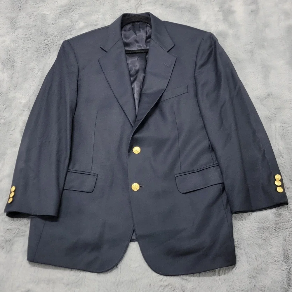 Brooks Brothers Blazer Mens 40S Navy Wool Cashmere Sport Coat Gold Buttons 346